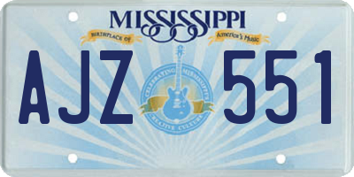 MS license plate AJZ551