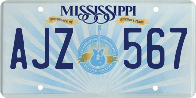 MS license plate AJZ567