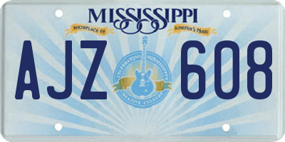 MS license plate AJZ608