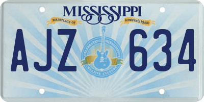MS license plate AJZ634