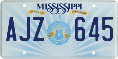 MS license plate AJZ645
