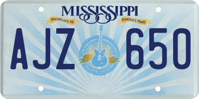 MS license plate AJZ650