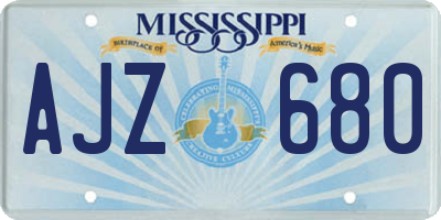 MS license plate AJZ680