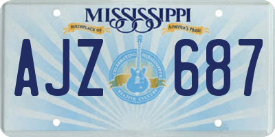 MS license plate AJZ687