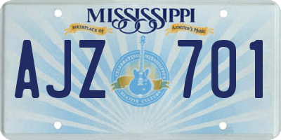 MS license plate AJZ701
