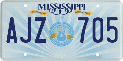 MS license plate AJZ705