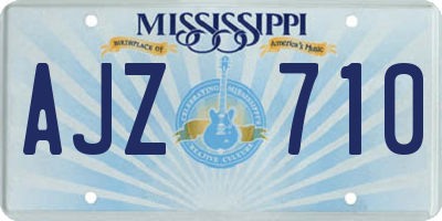 MS license plate AJZ710