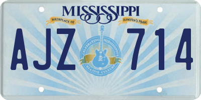 MS license plate AJZ714