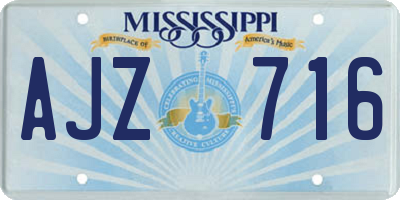 MS license plate AJZ716