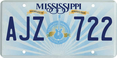 MS license plate AJZ722