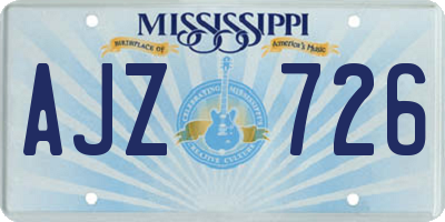 MS license plate AJZ726
