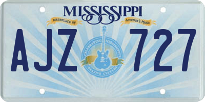 MS license plate AJZ727