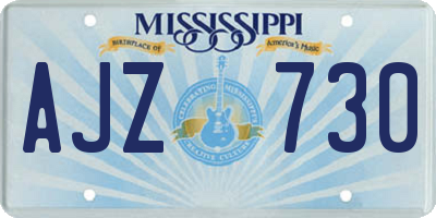 MS license plate AJZ730