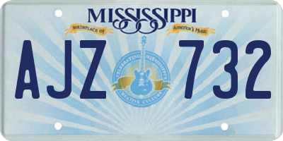 MS license plate AJZ732