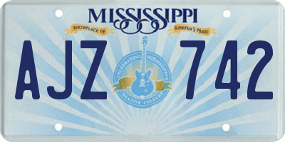MS license plate AJZ742