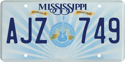MS license plate AJZ749