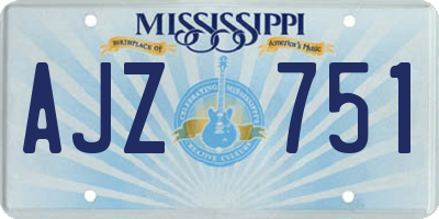 MS license plate AJZ751