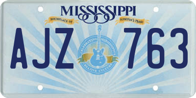 MS license plate AJZ763