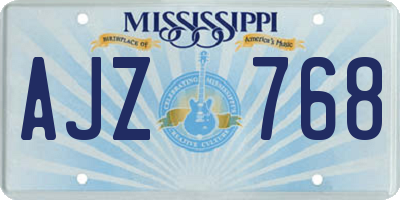 MS license plate AJZ768