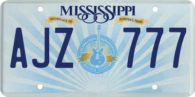 MS license plate AJZ777