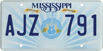 MS license plate AJZ791