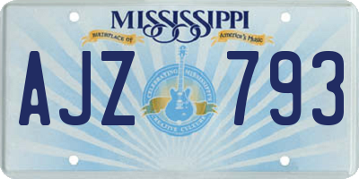 MS license plate AJZ793