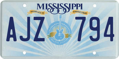 MS license plate AJZ794