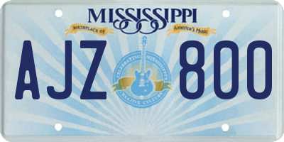 MS license plate AJZ800