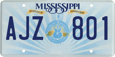 MS license plate AJZ801