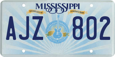 MS license plate AJZ802