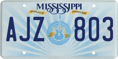 MS license plate AJZ803