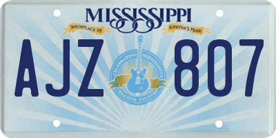 MS license plate AJZ807