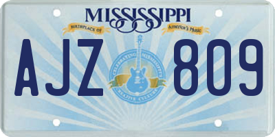 MS license plate AJZ809