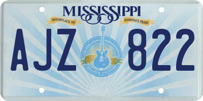 MS license plate AJZ822