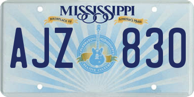 MS license plate AJZ830