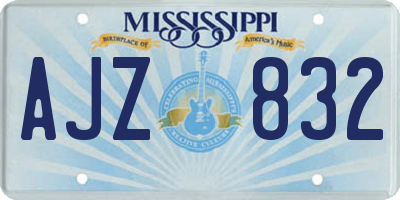 MS license plate AJZ832