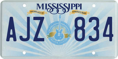 MS license plate AJZ834
