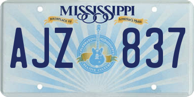 MS license plate AJZ837