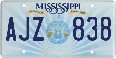MS license plate AJZ838