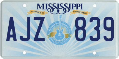 MS license plate AJZ839