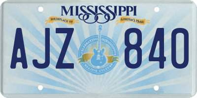 MS license plate AJZ840