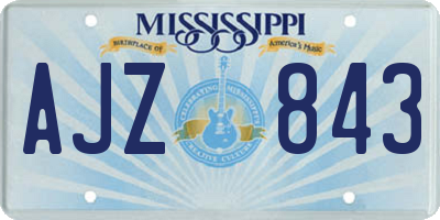 MS license plate AJZ843