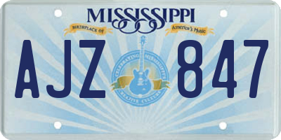 MS license plate AJZ847