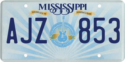 MS license plate AJZ853