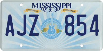 MS license plate AJZ854