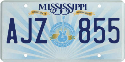 MS license plate AJZ855