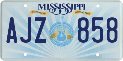 MS license plate AJZ858