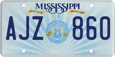 MS license plate AJZ860