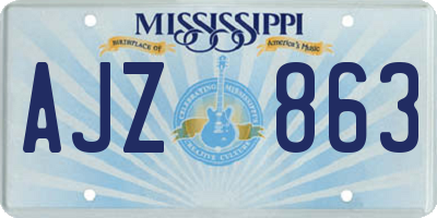 MS license plate AJZ863
