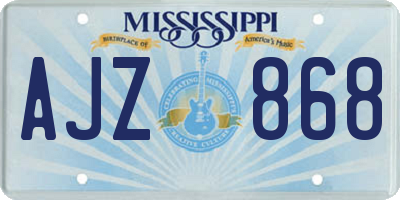 MS license plate AJZ868